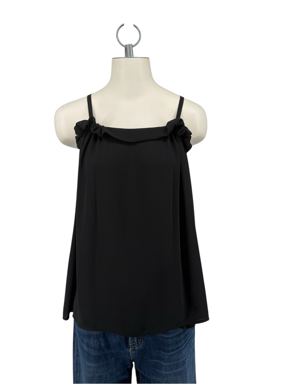 See By Chloé Black Spaghetti Strap Ruffle Camisole